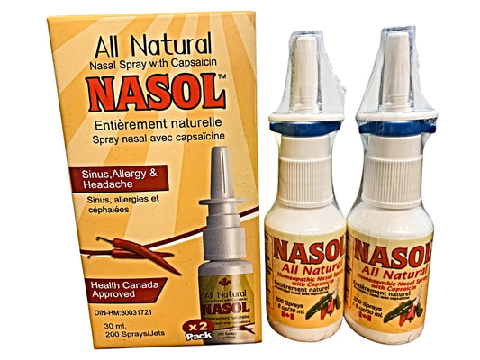 2 Pack - nasolRE, All-Natural Capsaicin Nasal Spray (200 Sprays)