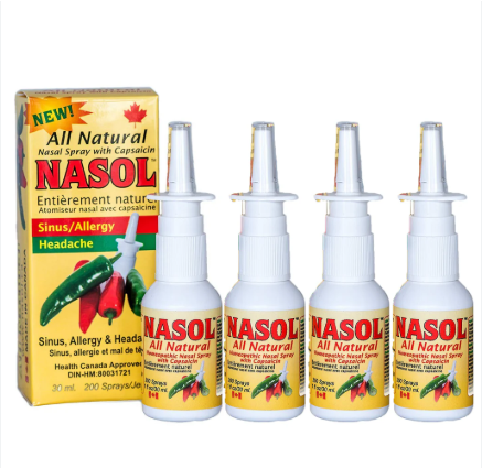 4 Pack - nasolRE, All-Natural Capsaicin Nasal Spray (200 Sprays)